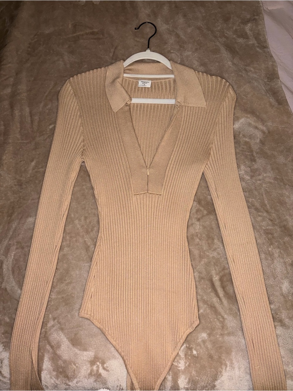 Abercrombie & Fitch Ribbed Long-Sleeve Polo Bodysuit